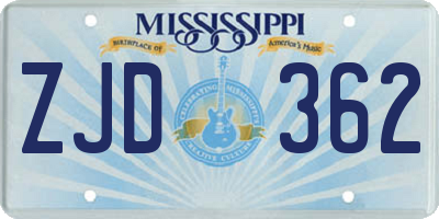 MS license plate ZJD362