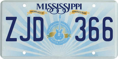 MS license plate ZJD366