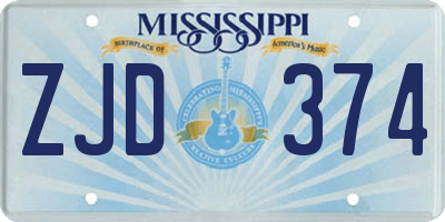 MS license plate ZJD374