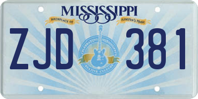 MS license plate ZJD381