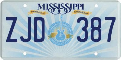 MS license plate ZJD387