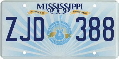 MS license plate ZJD388