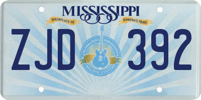 MS license plate ZJD392