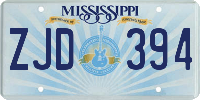 MS license plate ZJD394