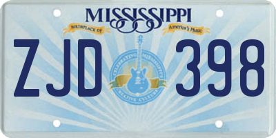 MS license plate ZJD398