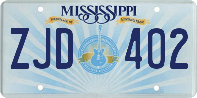 MS license plate ZJD402