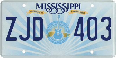 MS license plate ZJD403
