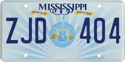 MS license plate ZJD404