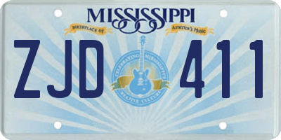 MS license plate ZJD411