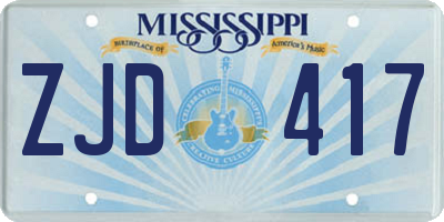 MS license plate ZJD417