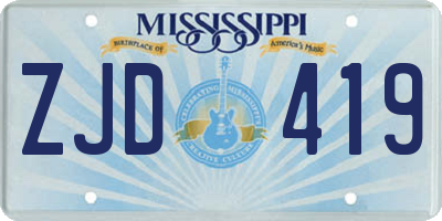 MS license plate ZJD419