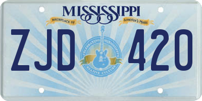 MS license plate ZJD420