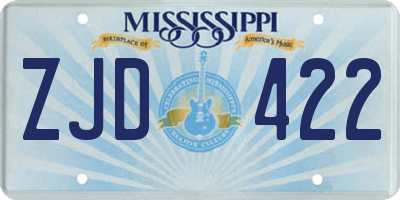 MS license plate ZJD422