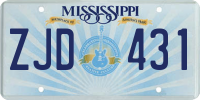MS license plate ZJD431
