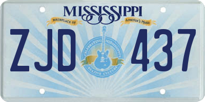 MS license plate ZJD437