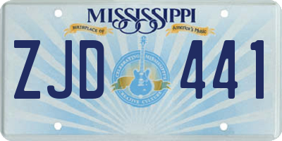 MS license plate ZJD441