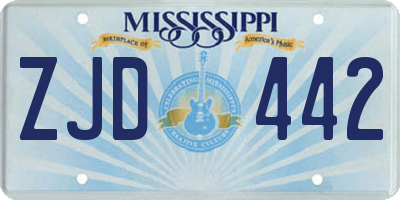 MS license plate ZJD442