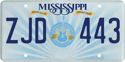 MS license plate ZJD443