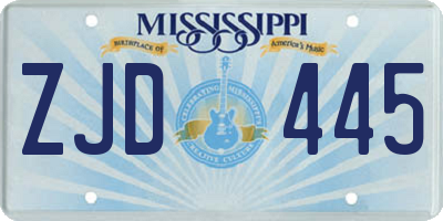 MS license plate ZJD445