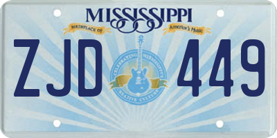 MS license plate ZJD449