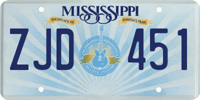 MS license plate ZJD451