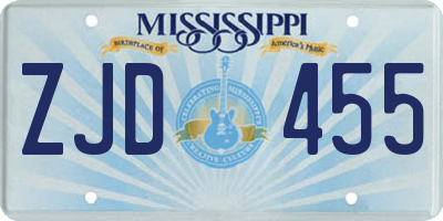MS license plate ZJD455