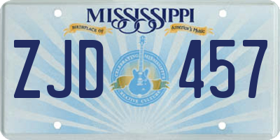 MS license plate ZJD457