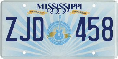 MS license plate ZJD458