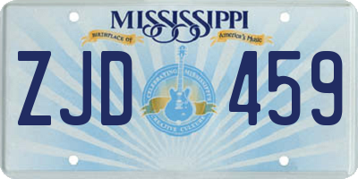 MS license plate ZJD459