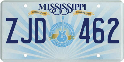 MS license plate ZJD462