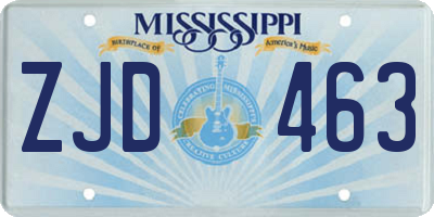 MS license plate ZJD463