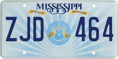 MS license plate ZJD464