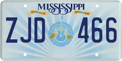 MS license plate ZJD466
