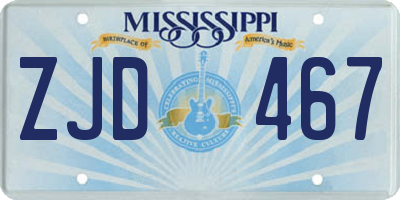 MS license plate ZJD467