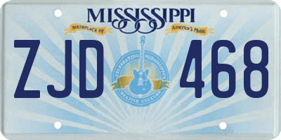 MS license plate ZJD468