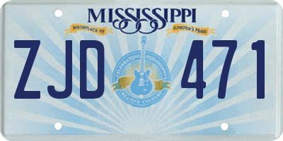 MS license plate ZJD471