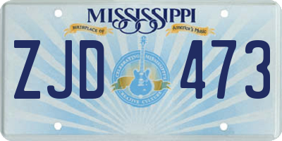 MS license plate ZJD473