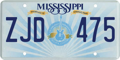 MS license plate ZJD475