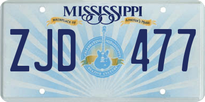 MS license plate ZJD477
