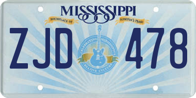 MS license plate ZJD478