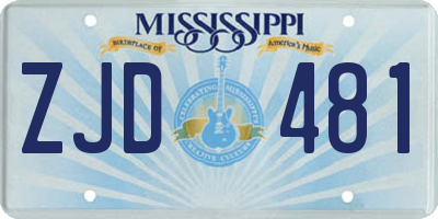 MS license plate ZJD481
