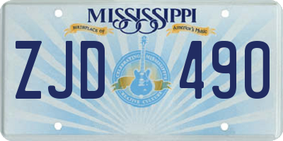 MS license plate ZJD490