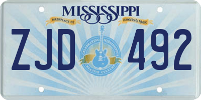 MS license plate ZJD492