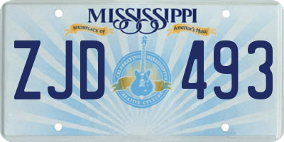 MS license plate ZJD493
