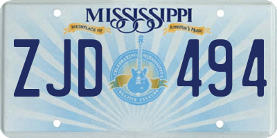 MS license plate ZJD494