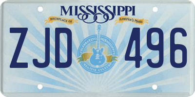 MS license plate ZJD496