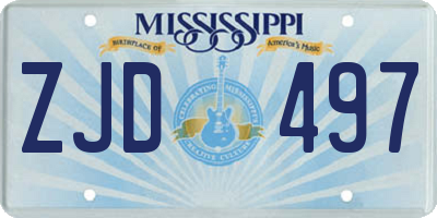 MS license plate ZJD497