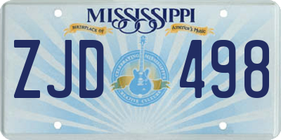 MS license plate ZJD498