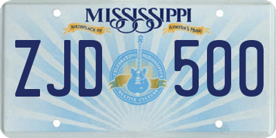 MS license plate ZJD500