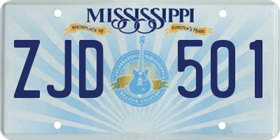 MS license plate ZJD501